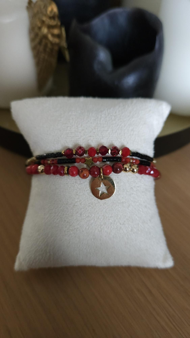 Bracelet triple rangs pendentif étoile 