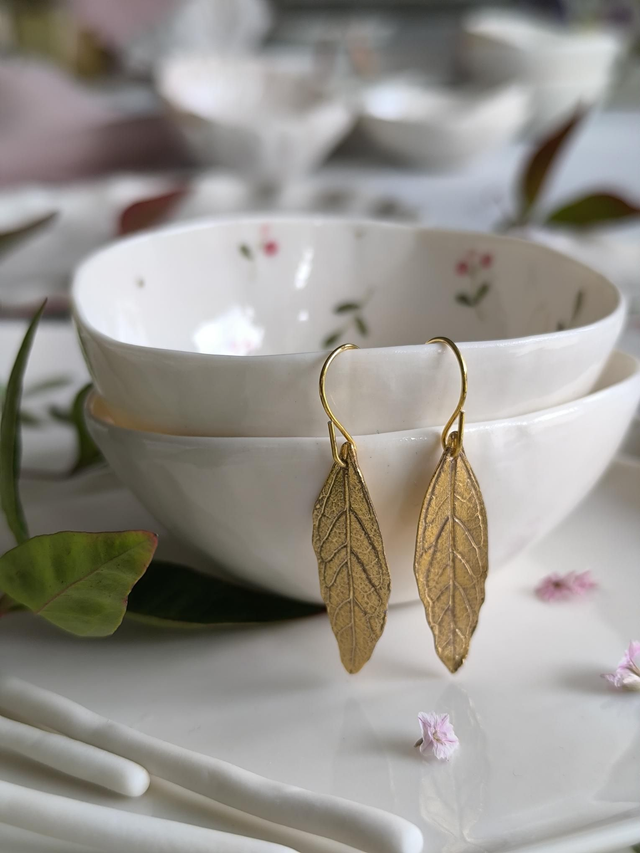 Gold leaf earrings
