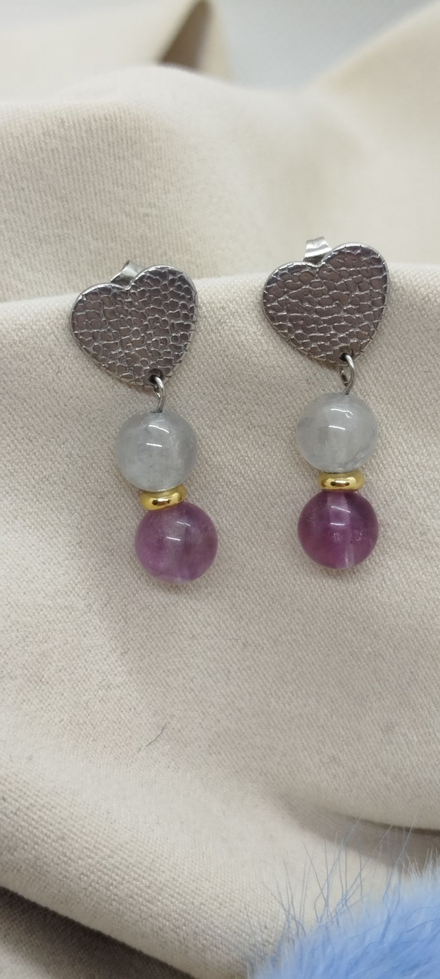 Clous d&#039;oreilles en pierres naturelles de 8 mm (fluorite)