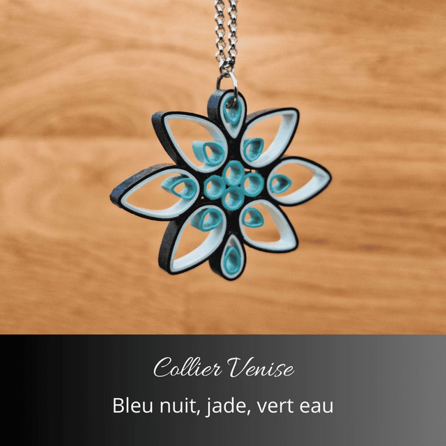 Collier Venise - Bleu nuit, jade, vert d&#039;eau
