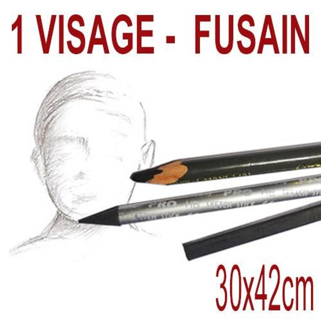 1 visage fusain- 30x42cm - 90€