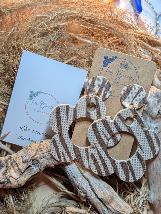 Boucles d'oreilles Sonia zèbre doré sa029