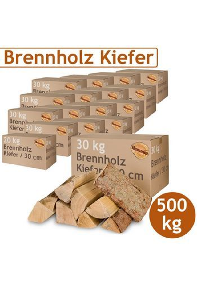 Kaminholz & Brennholz gemischt – Hartholz & Weichholz 25 cm | 500 kg Pakete