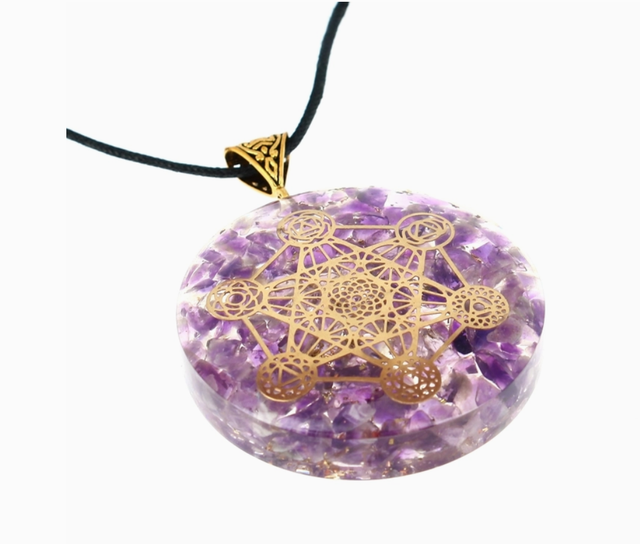 Orgonite en pendentif " Métatron " Améthyste