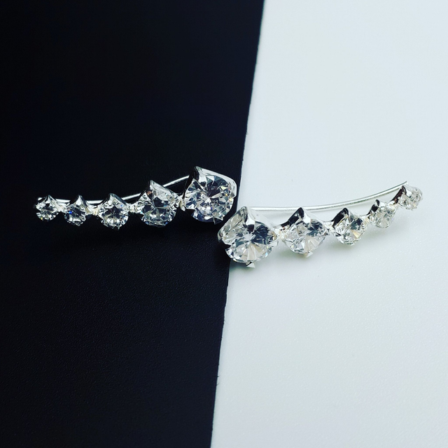 Cubic Zirconia Sparkle Ear Climber Earrings