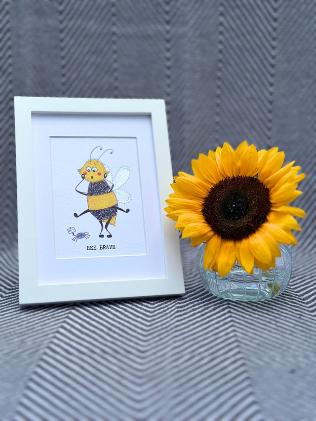 Bee Brave - A5 Mounted Print