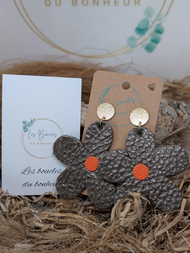 Boucles d'oreilles Marguerite kaki m077