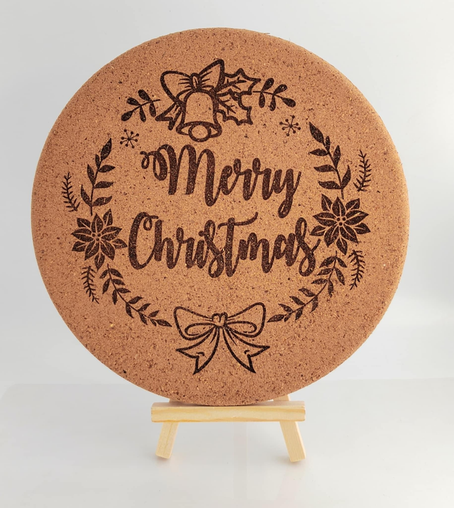 Dessous de plat en liège Ø19 cm – Motif Noël 🎄