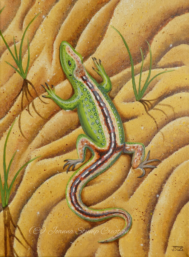 Lovely Original Fine Art Painting, from my "Cool Earth" collection, "Dart in therSand"