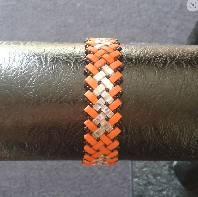 Bracelet half tilas double orange et transparent 