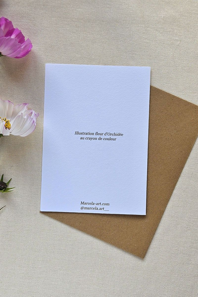 Carte au crayon de couleur - Fleur d'Orchidée