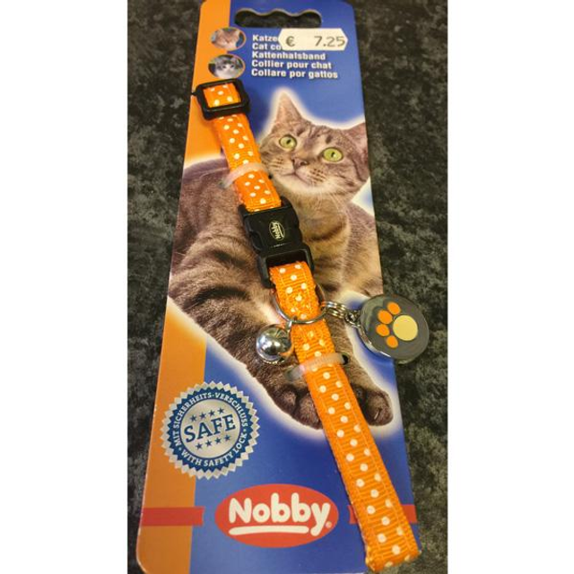 Nobby polka dot kattenhalsbandje met belletje en decal