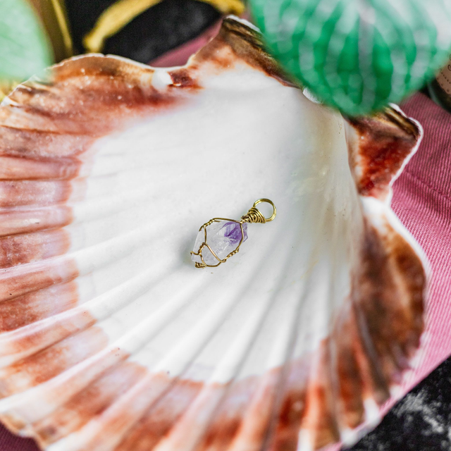 Amethyst Pendant Brass