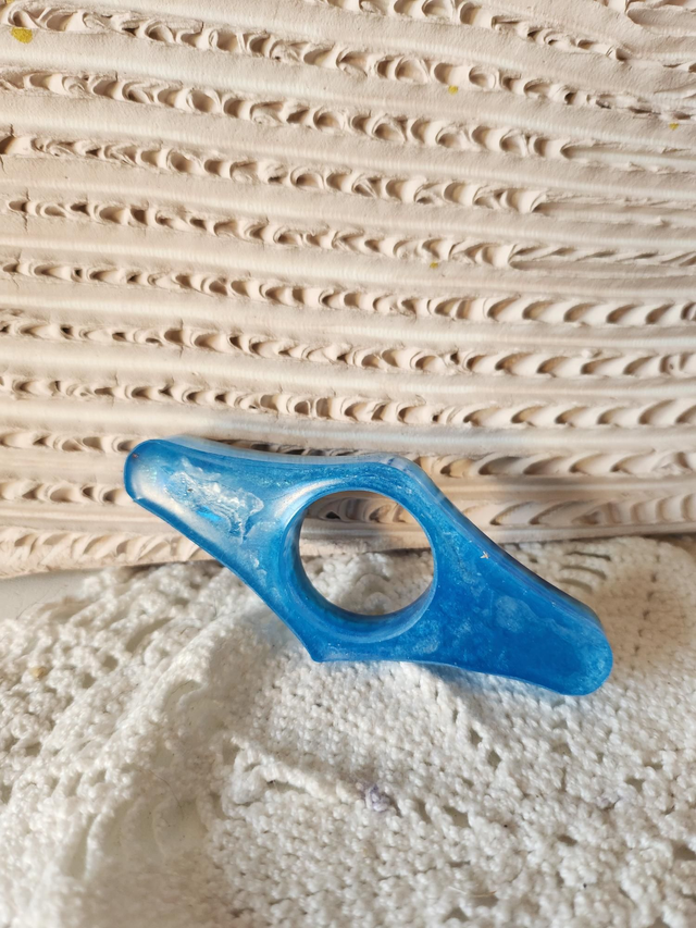 Bague de lecture résine bleue pailletée