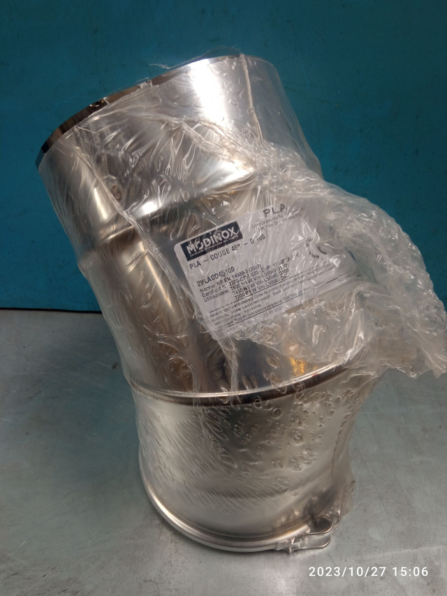 PLA - Élément coude 45° avec collier INOX D100 - 2PLACO45100 