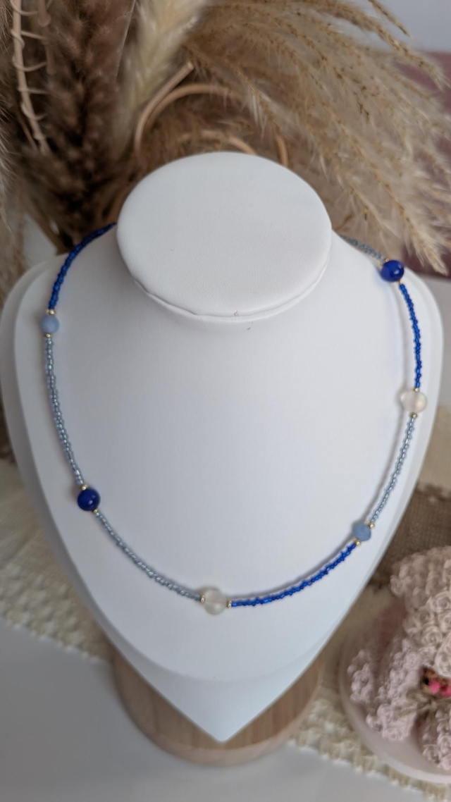 Moonstone and lapis lazuli necklace 