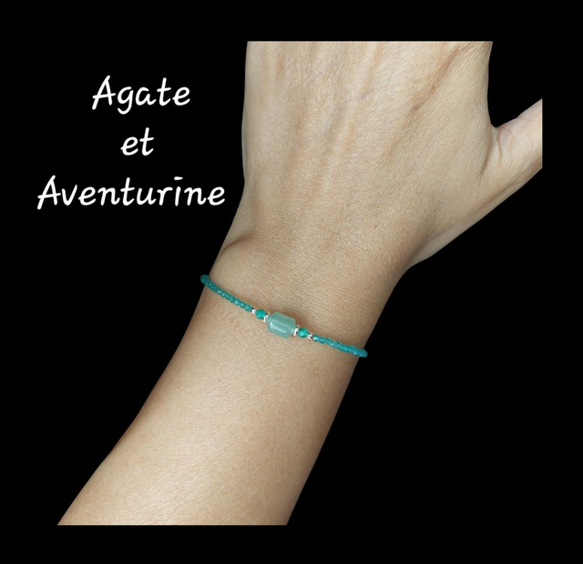 Bracelet Agate et Aventurine verte