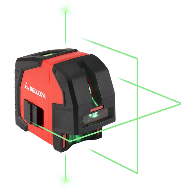 Nivel láser en cruz verde 30 m con plomada para trabajos de nivelación / NIV30V  BELLOTA