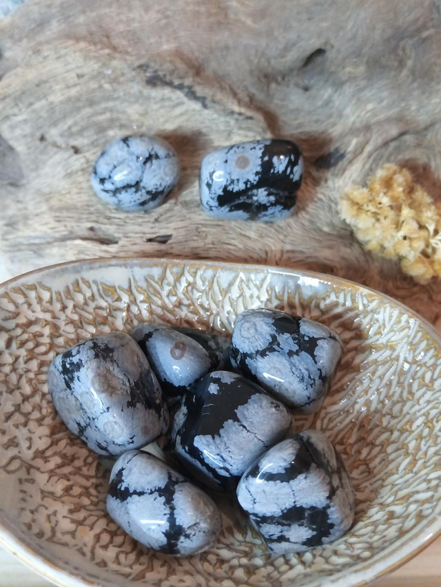 Pierre roulée Obsidienne neige naturelle