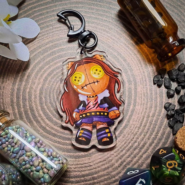 Purple Wolf Girl Acrylic Keychain