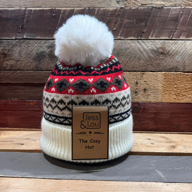 Nordic Bobble Hat - Cream by Jess and Lou