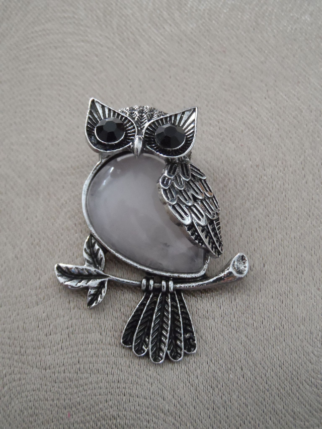 Pendentif Hibou en Quartz Rose