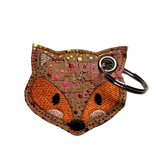 Porte clés renard en liège brodé