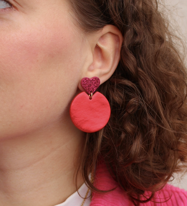 Kira • rouge métallisé, rose pailleté