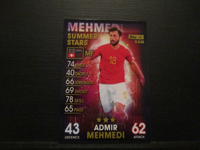 Admir Mehmedi - Summer Stars Match Attax 101 Original Trading Card