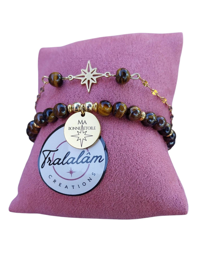 ✨Ensemble bracelets pierres oeil de tigre MA BONNE ETOILE ✨(67BRA)