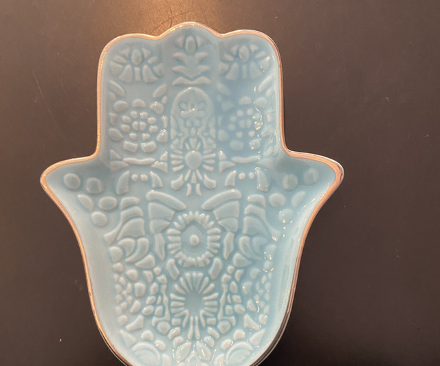 Grosse Hamsa Hand Türkis Schmuckschale