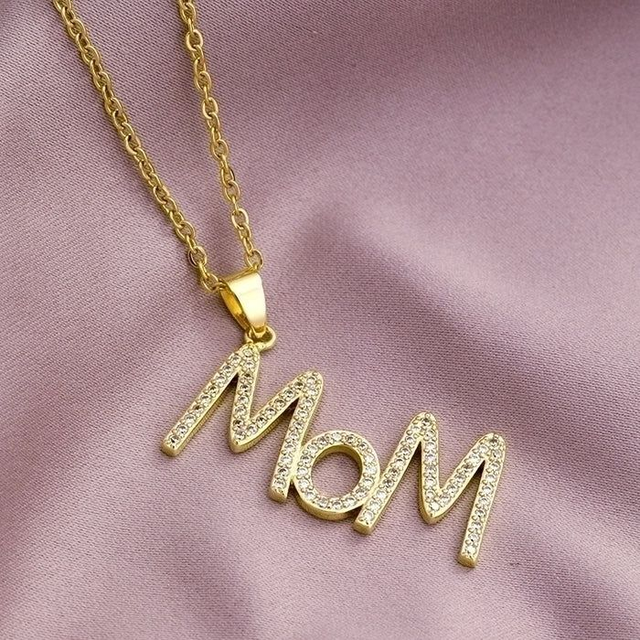 Collier "MOM" strass 1