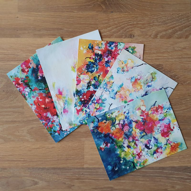 Kaartenset (mat) 5 stuks incl. enveloppen wit (set a)