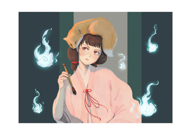 A4 Print: Fox and Girl