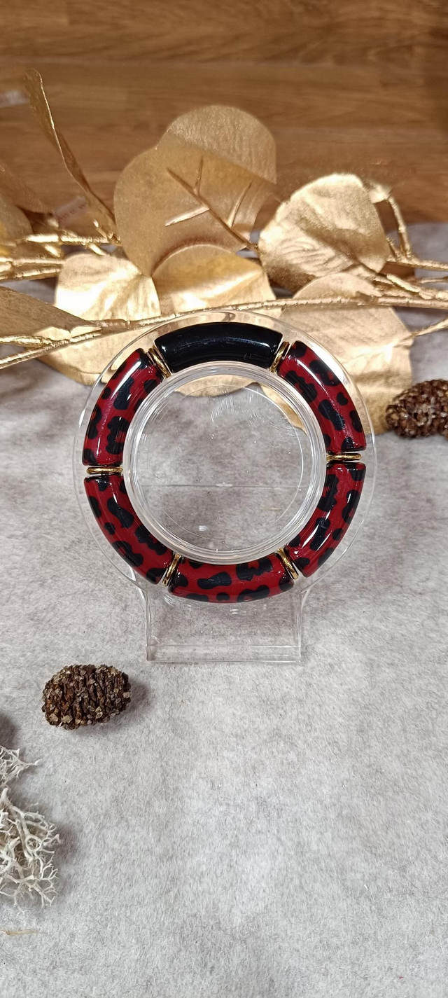 Bracelet perles léopard Bordeaux 