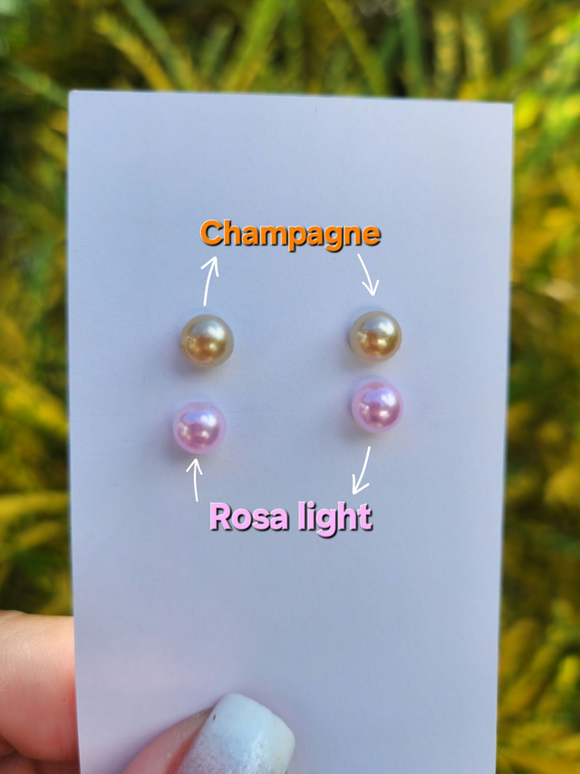 Kit Brincos Meia Pérola 6mm - Hipoalergênicos + Tag Personalizada ( XOXO )