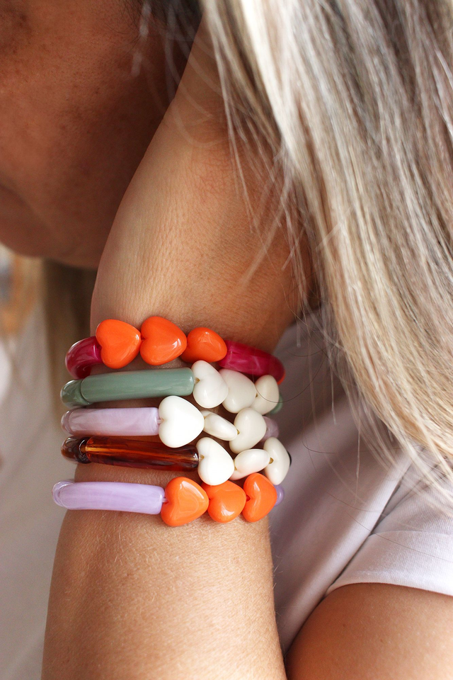 Bracelet Love orange & light lilas