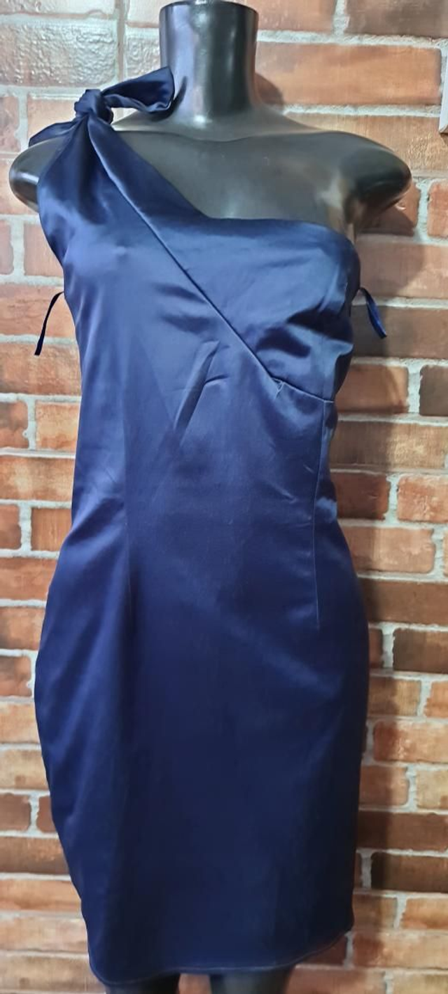Vestido Azul Cetim Fosco T/Gp