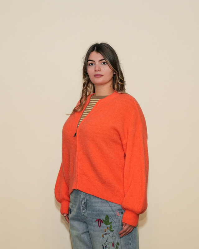 Maglione mohair con zip