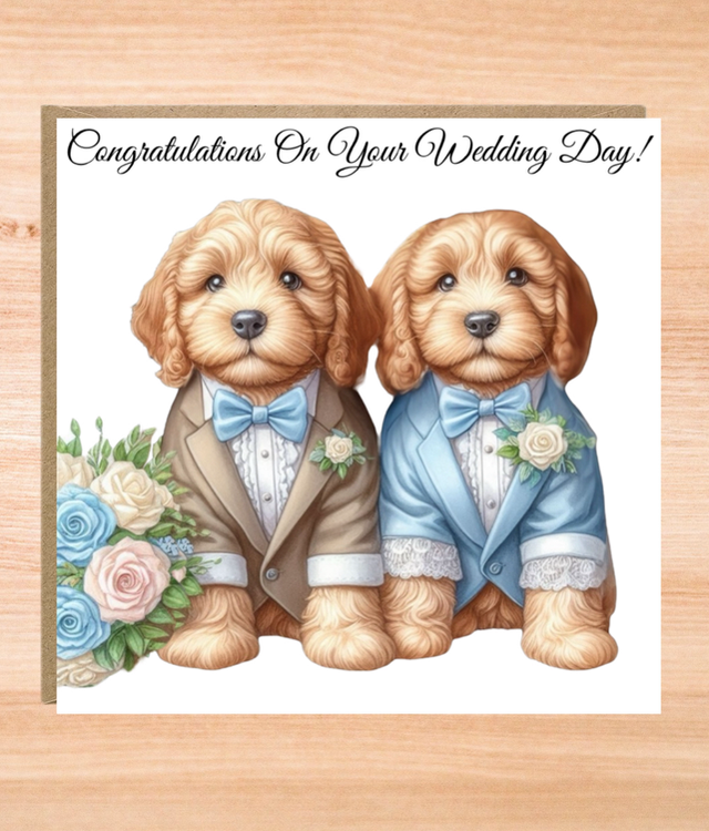 Cockapoo Dogs Wedding Day Card