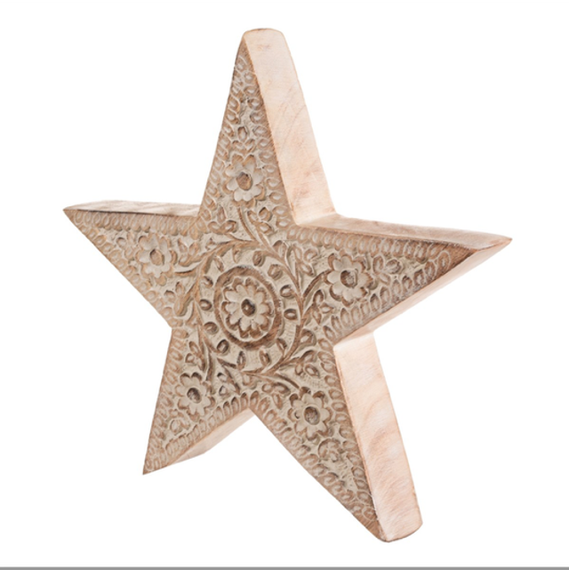Sass and belle hand carved wooden star 