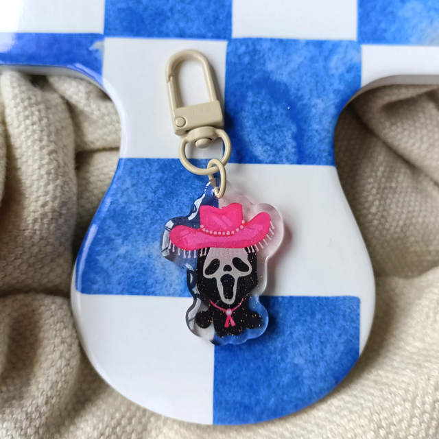ghostie cowboy - acrylic keychain 