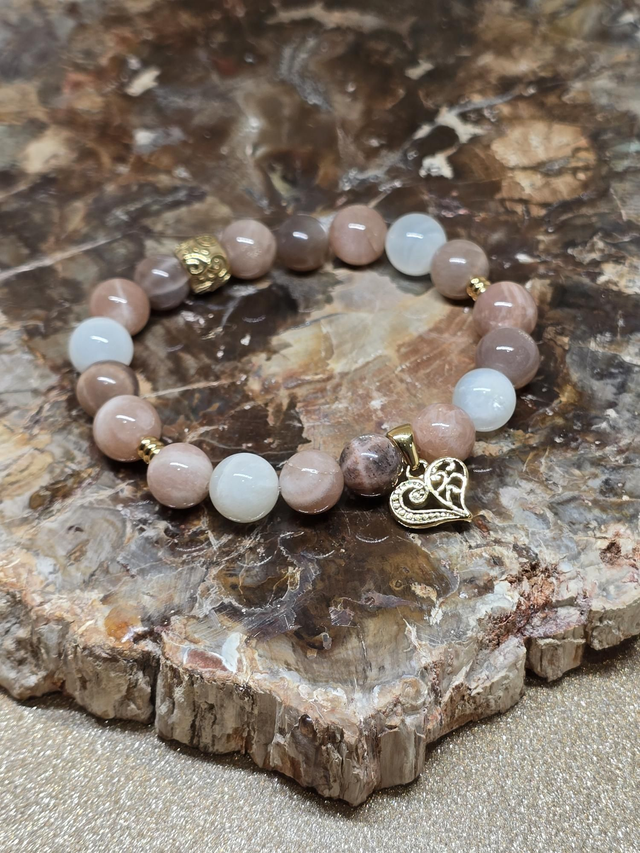 Bracelet Pierre de lune multicolore en 1 cm 