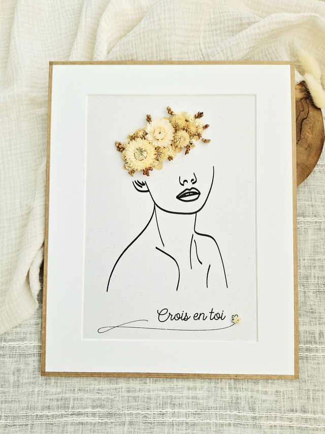 Cadre fleuri - Junon Rose naturel