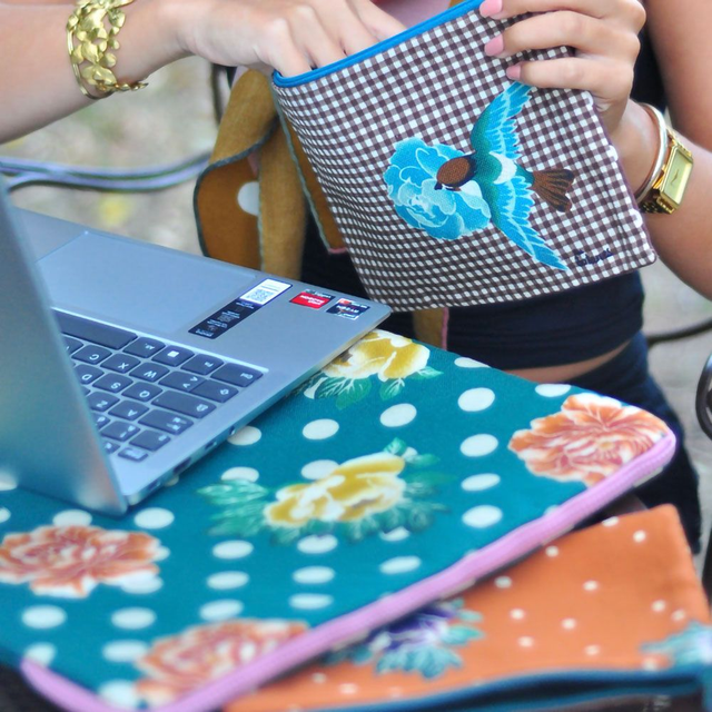 Housse Ordinateur 13 pouces - Vert - Lin et Coton