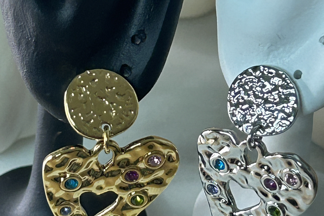 Boucle cœur martelé 