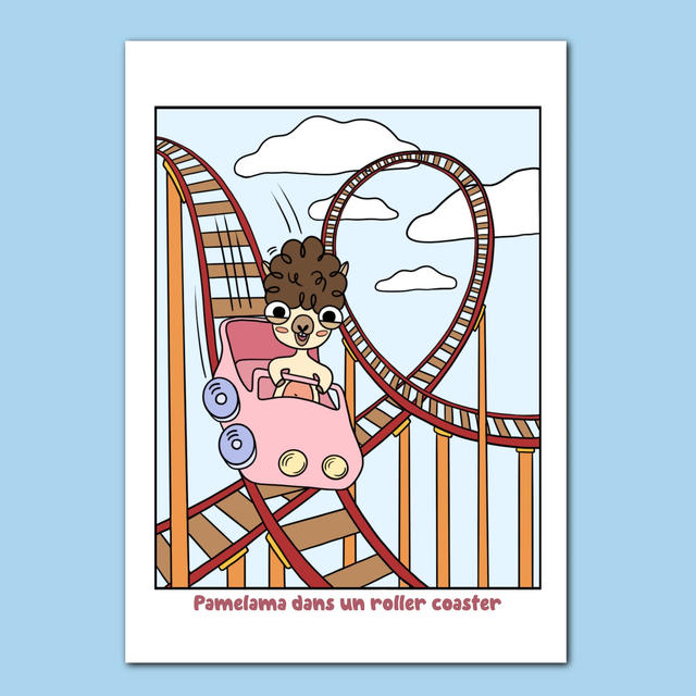 Carte Pamelama dans un roller coaster
