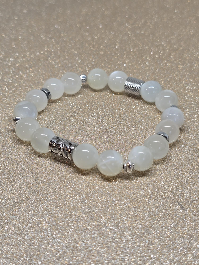 Bracelet Pierre de lune blanche en 1 cm 