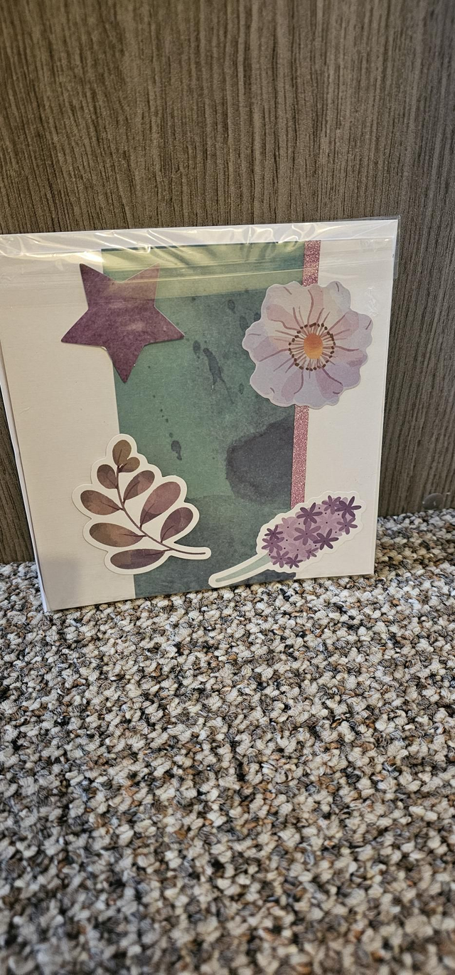 Flower plain card with star and leaf