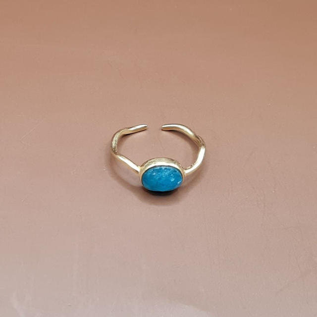 Bague ajustable Apatite bleue 58